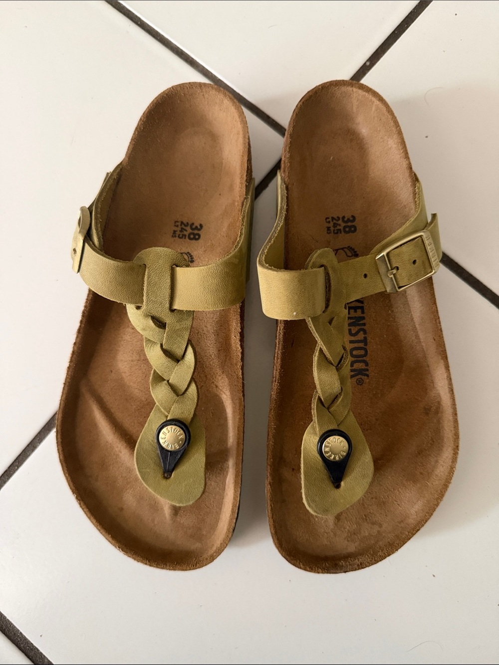 Birkenstock Olive Green Braided Thong Sandals